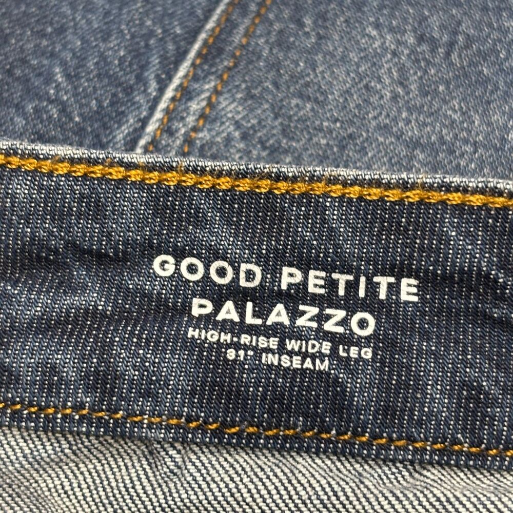 Good American Good Petite Palazzo Wide Leg Jeans Size 14/32 Denim C131 -15 - Picture 13 of 16